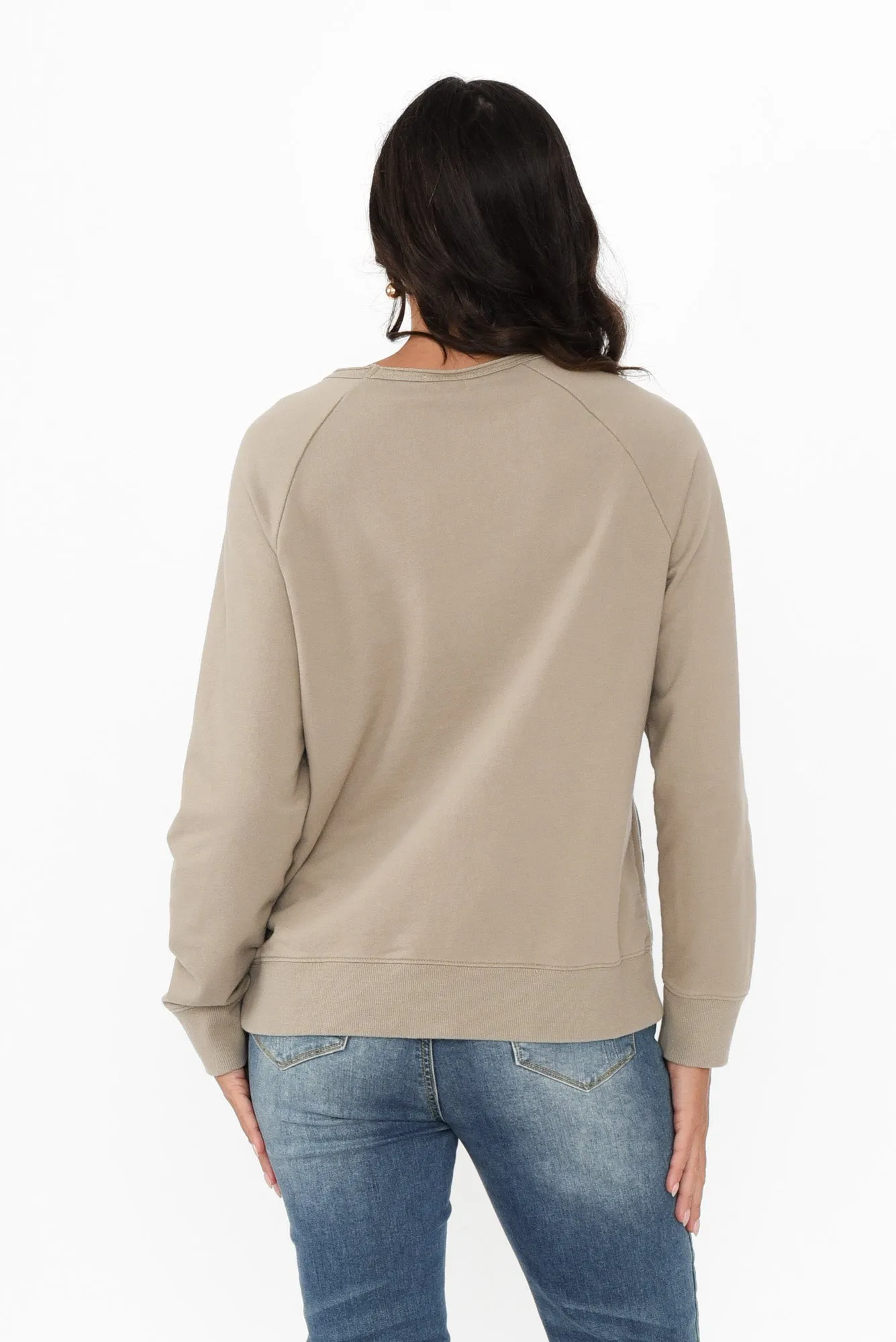 Julia Khaki Cotton Sweatshirt sold by Blue Bungalow product image thumbnail 4
