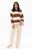 Katrin Mocha Stripe Cotton Crewneck Sweatshirt sold by Blue Bungalow