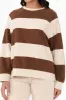 Katrin Mocha Stripe Cotton Crewneck Sweatshirt sold by Blue Bungalow