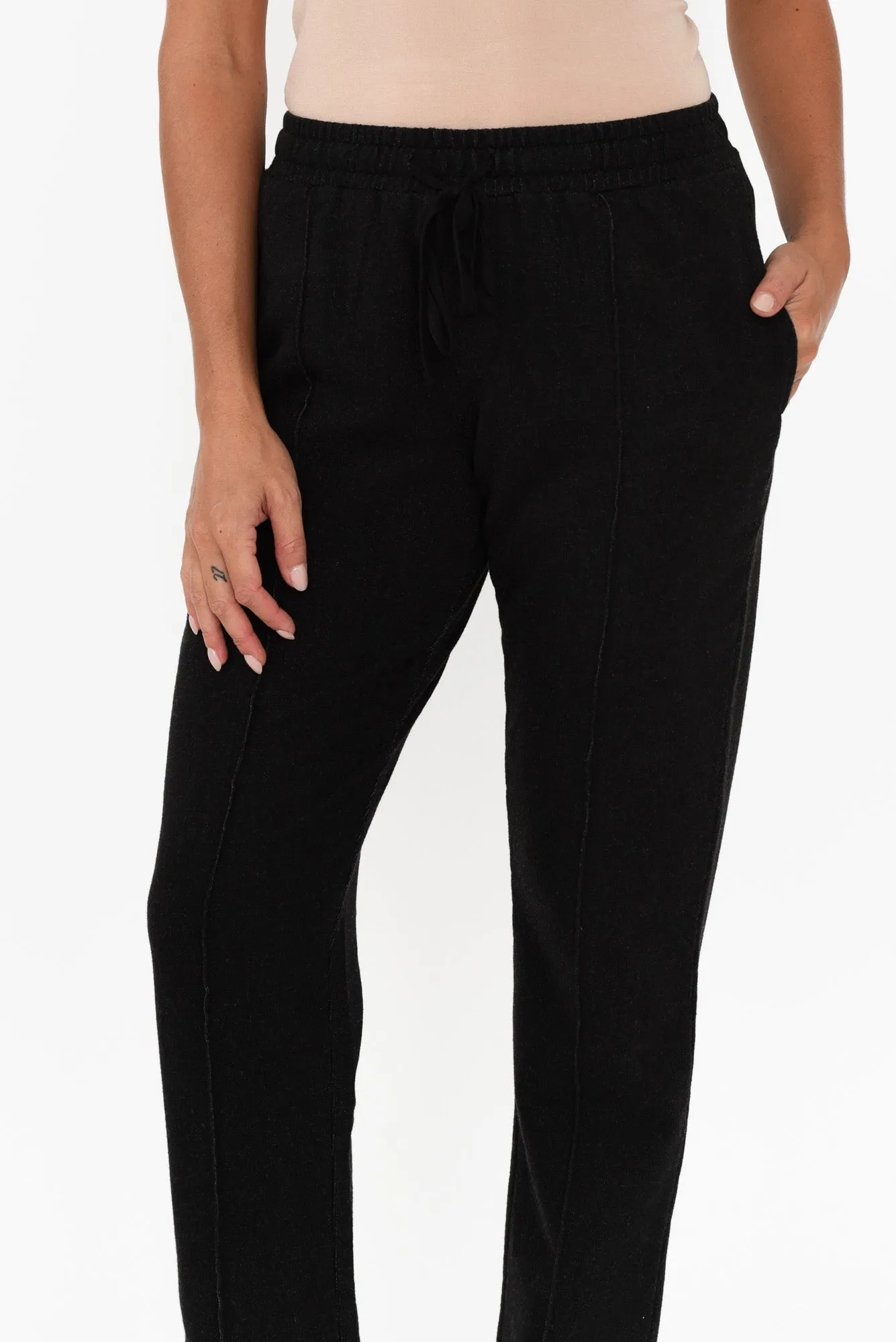 Leola Washed Black Cotton Sweatpants sold by Blue Bungalow product image thumbnail 5