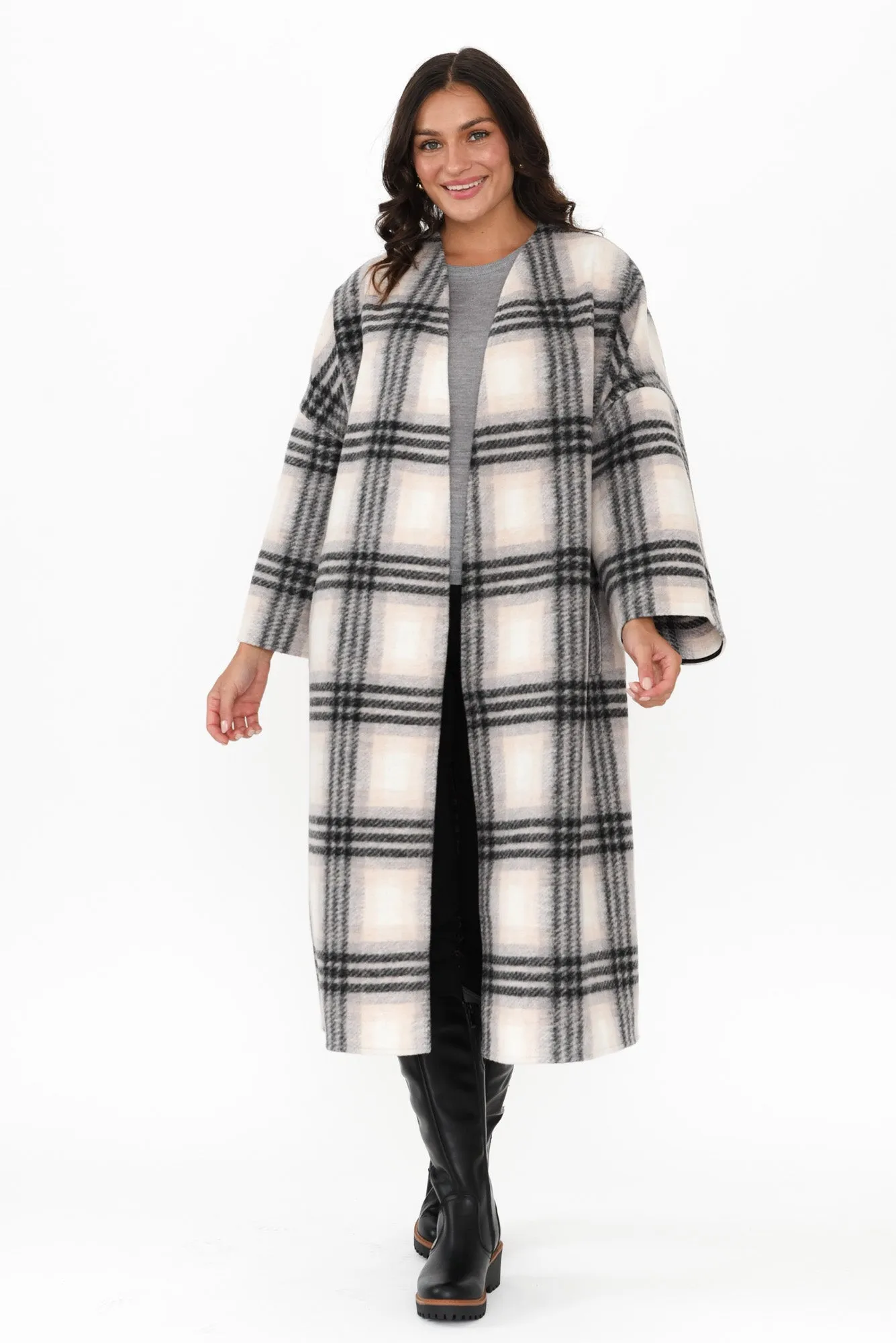 Sway Black Check Tie Coat sold by Blue Bungalow