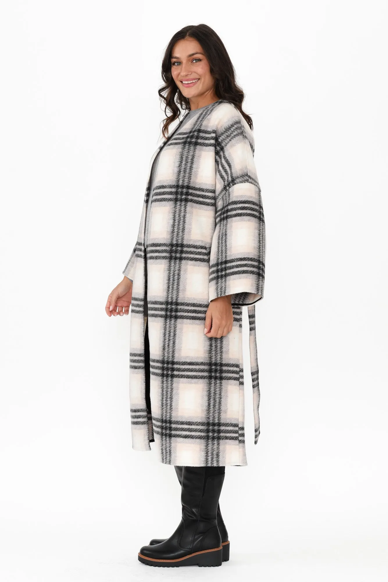Sway Black Check Tie Coat sold by Blue Bungalow product image thumbnail 3