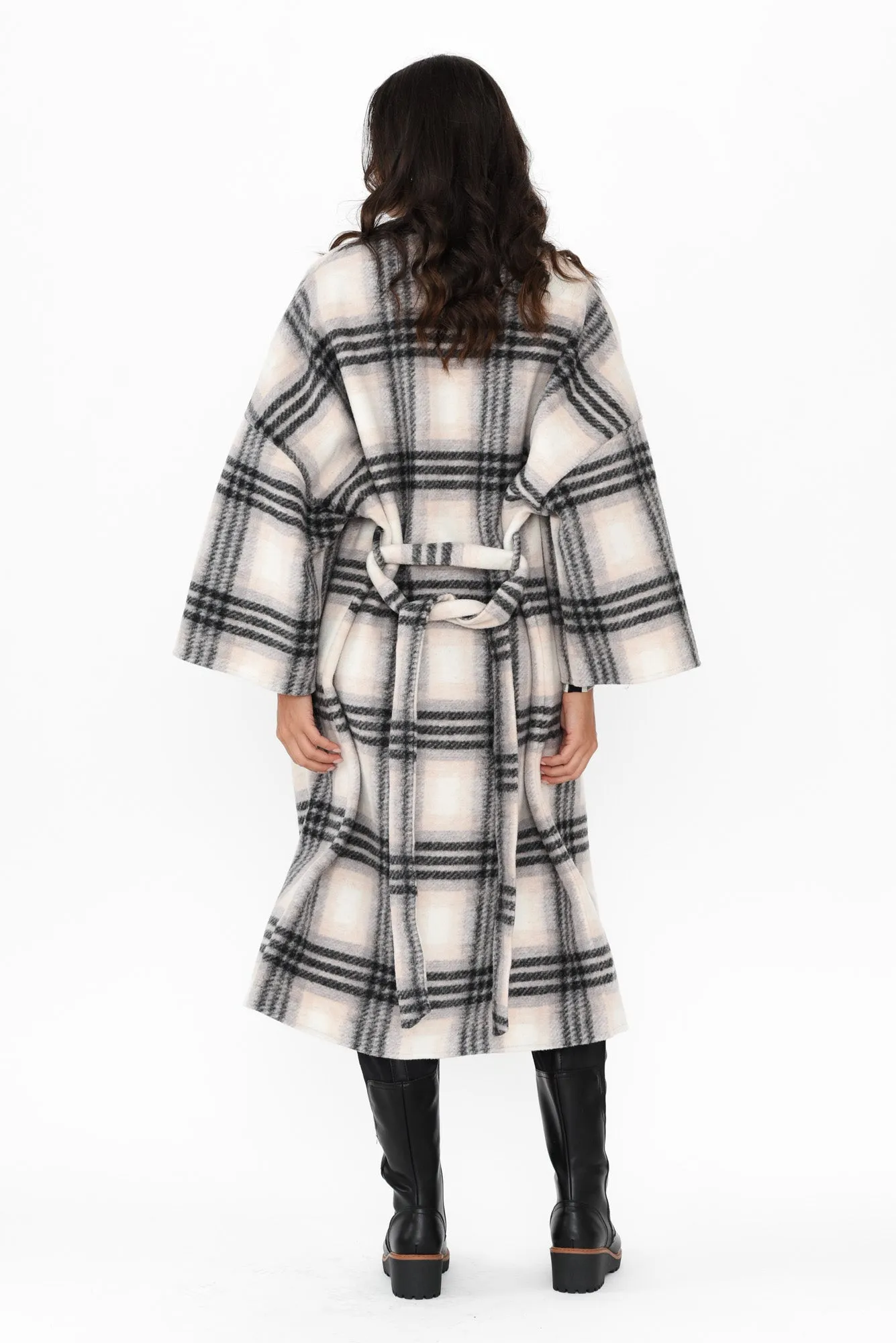 Sway Black Check Tie Coat sold by Blue Bungalow product image thumbnail 4