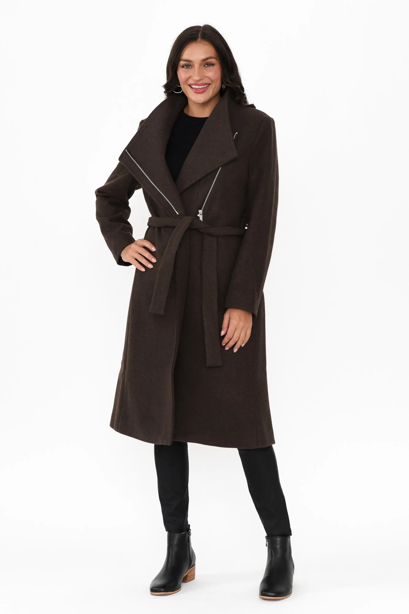 Shadows Brown Tie Coat sold by Blue Bungalow product image thumbnail 2