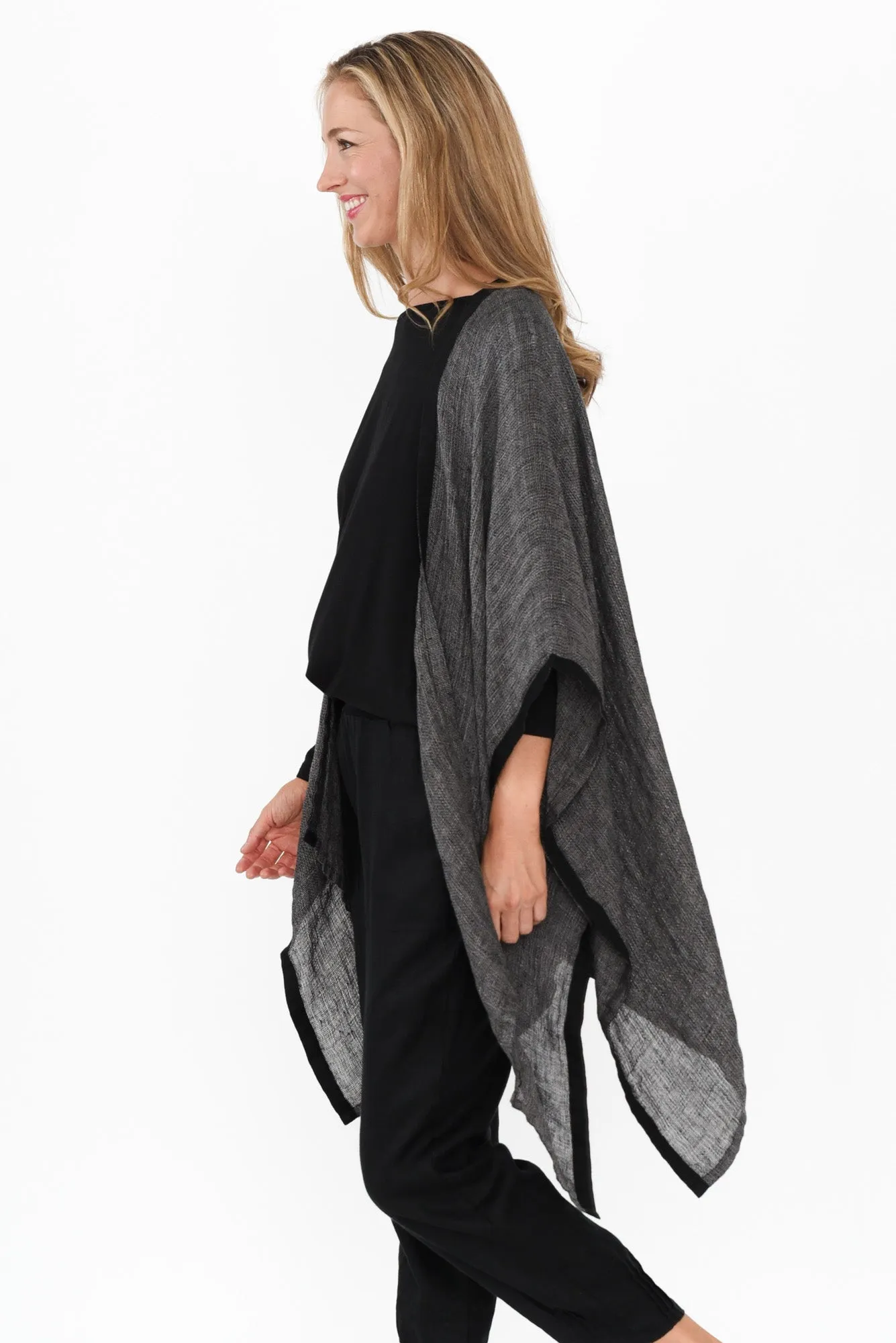 Delphia Charcoal Linen Cardigan sold by Blue Bungalow product image thumbnail 3