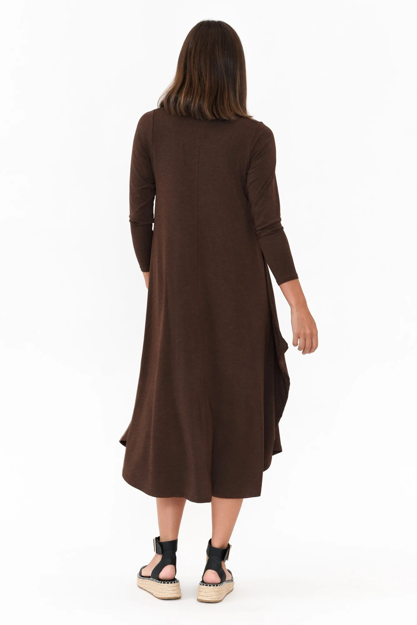 Chocolate Marle Long Sleeved Micro Modal Drape Dress sold by Blue Bungalow product image thumbnail 5