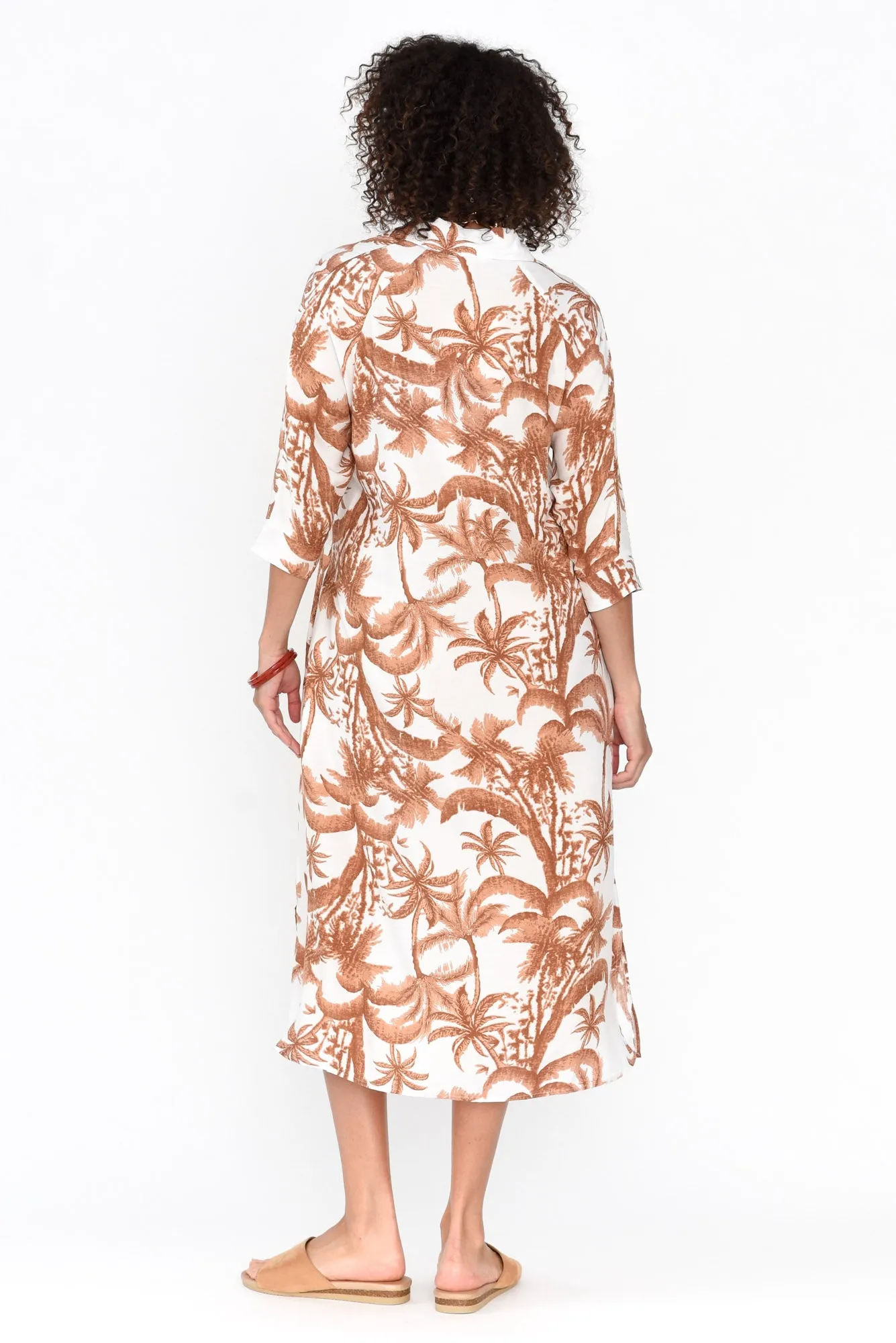 Seiko Tan Palm Shirt Dress sold by Blue Bungalow product image thumbnail 5