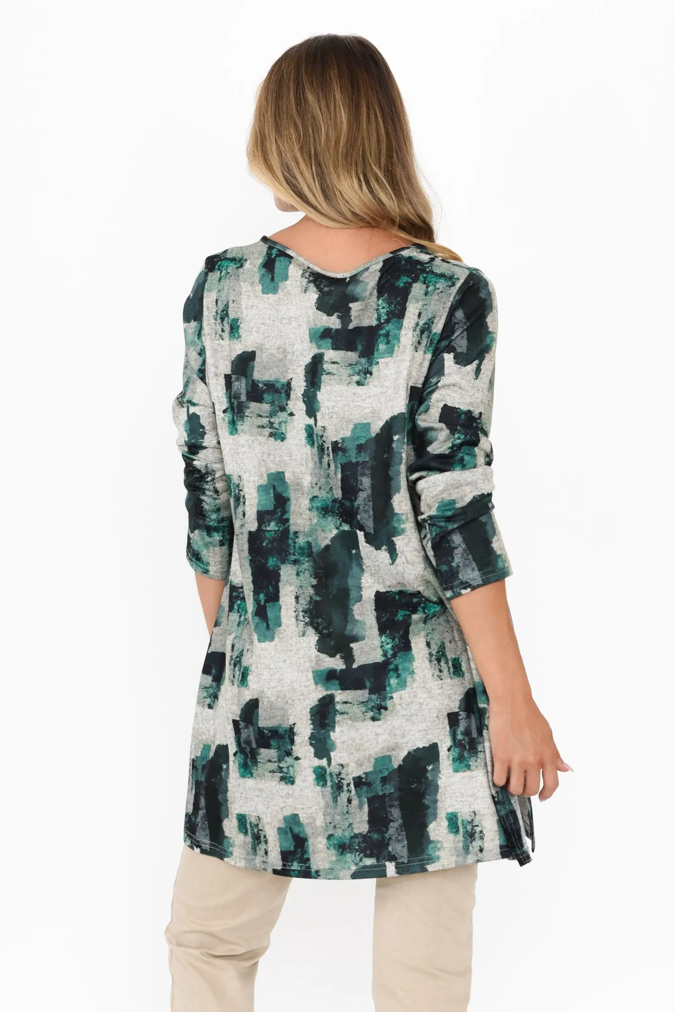 Dylan Khaki Watercolour Knit Tunic sold by Blue Bungalow product image thumbnail 4