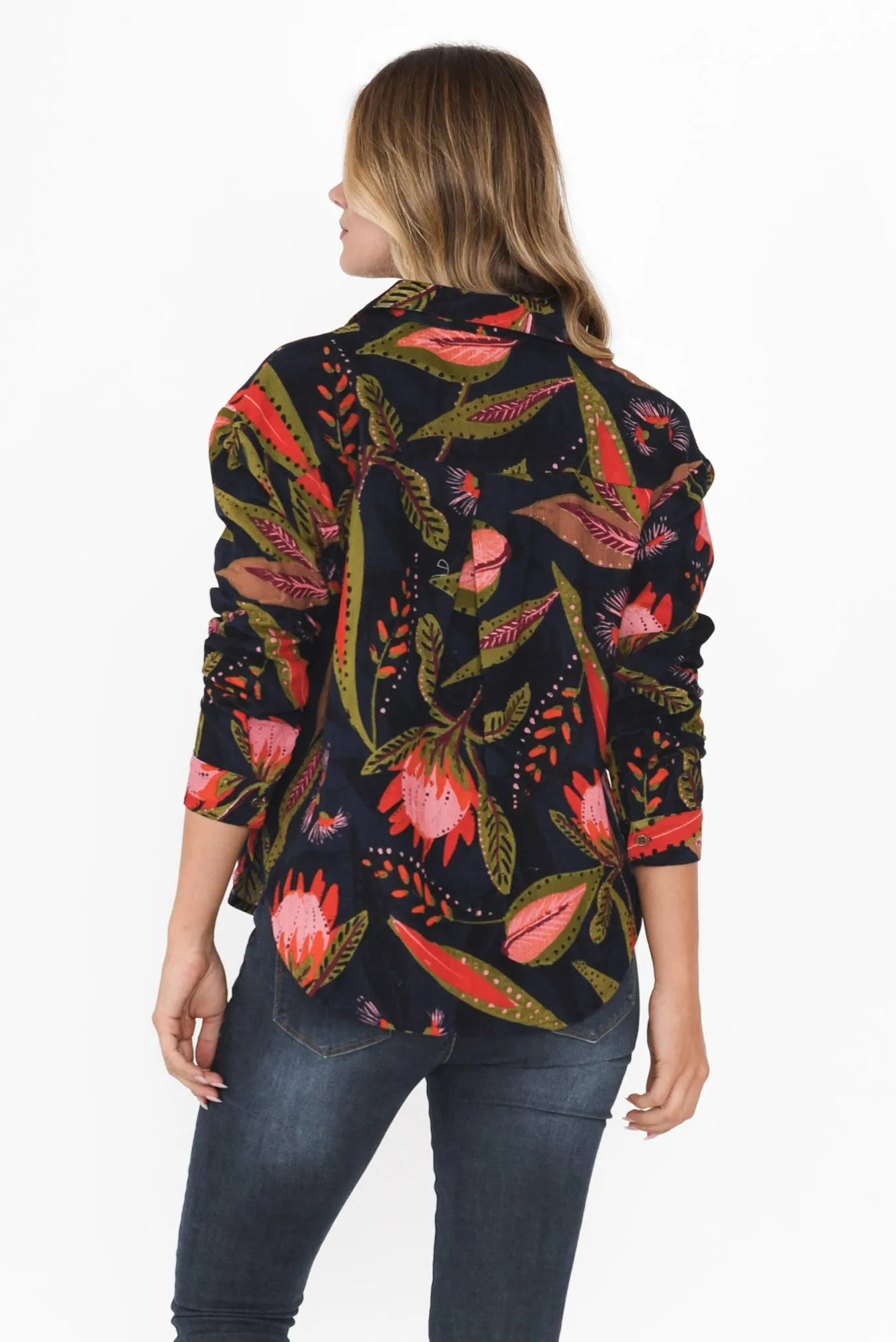 Milton Navy Floral Cotton Shirt sold by Blue Bungalow product image thumbnail 4