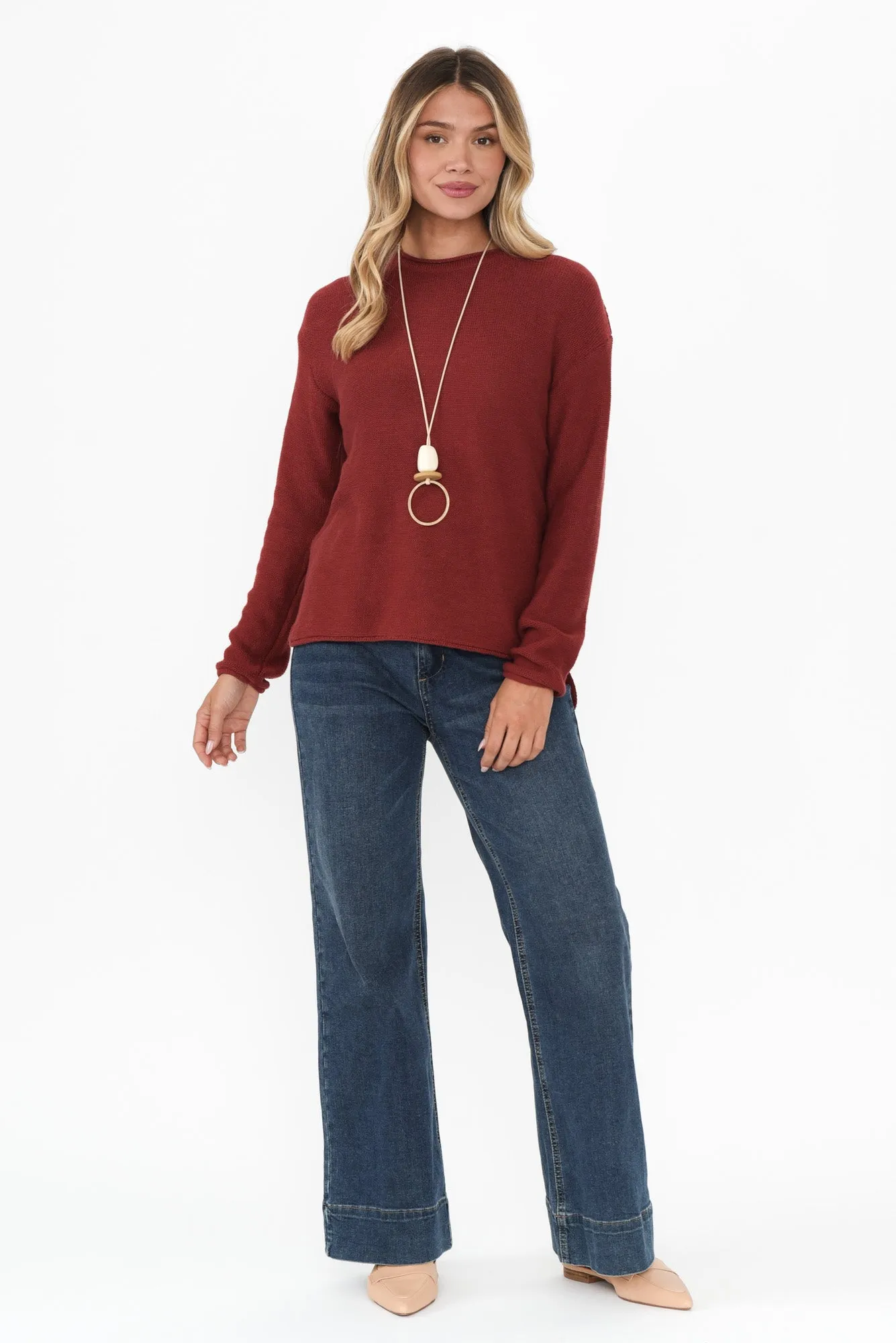 Maude Rust Organic Cotton Knit Jumper sold by Blue Bungalow product image thumbnail 2