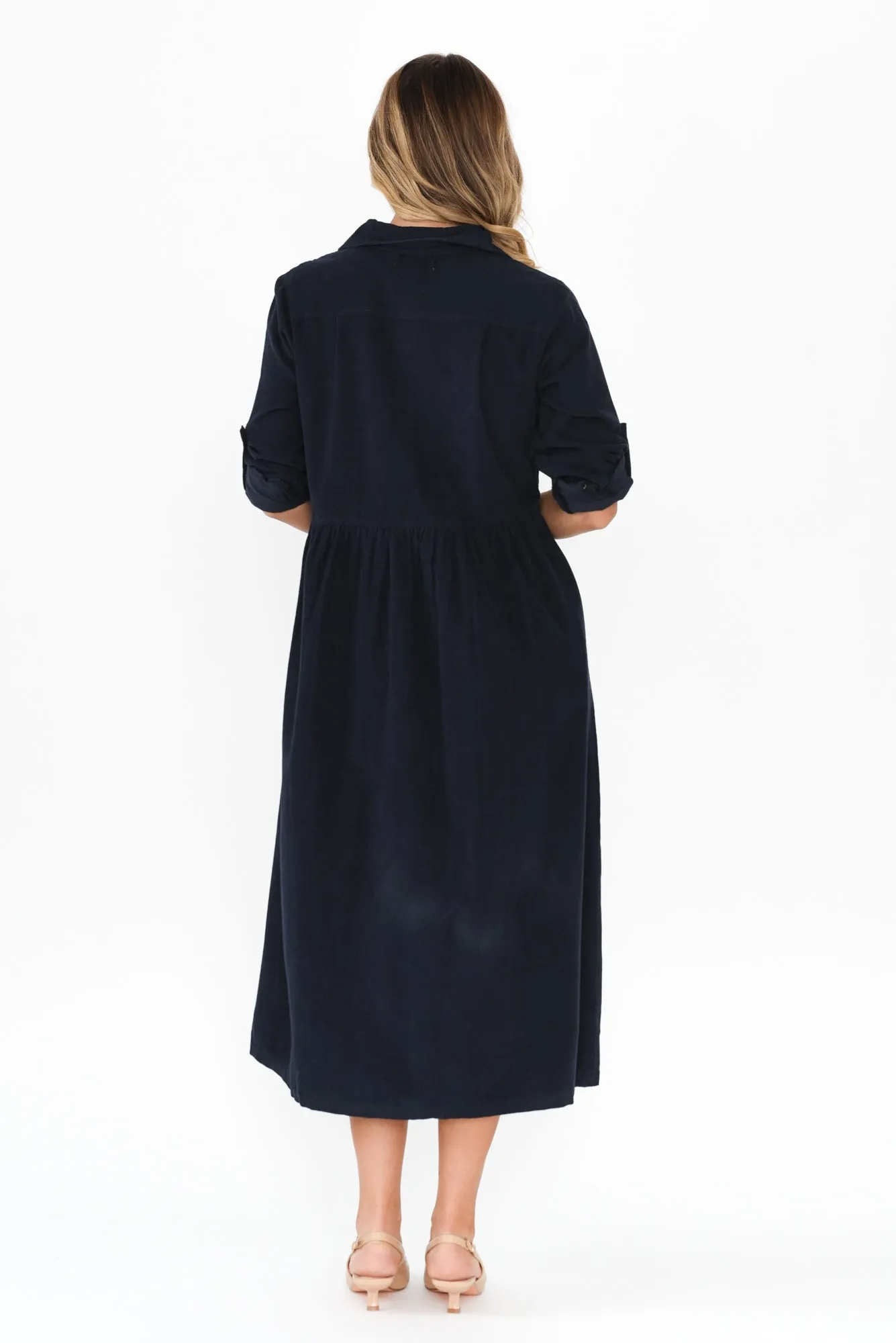 Joslyn Navy Cotton Shirt Dress sold by Blue Bungalow product image thumbnail 4