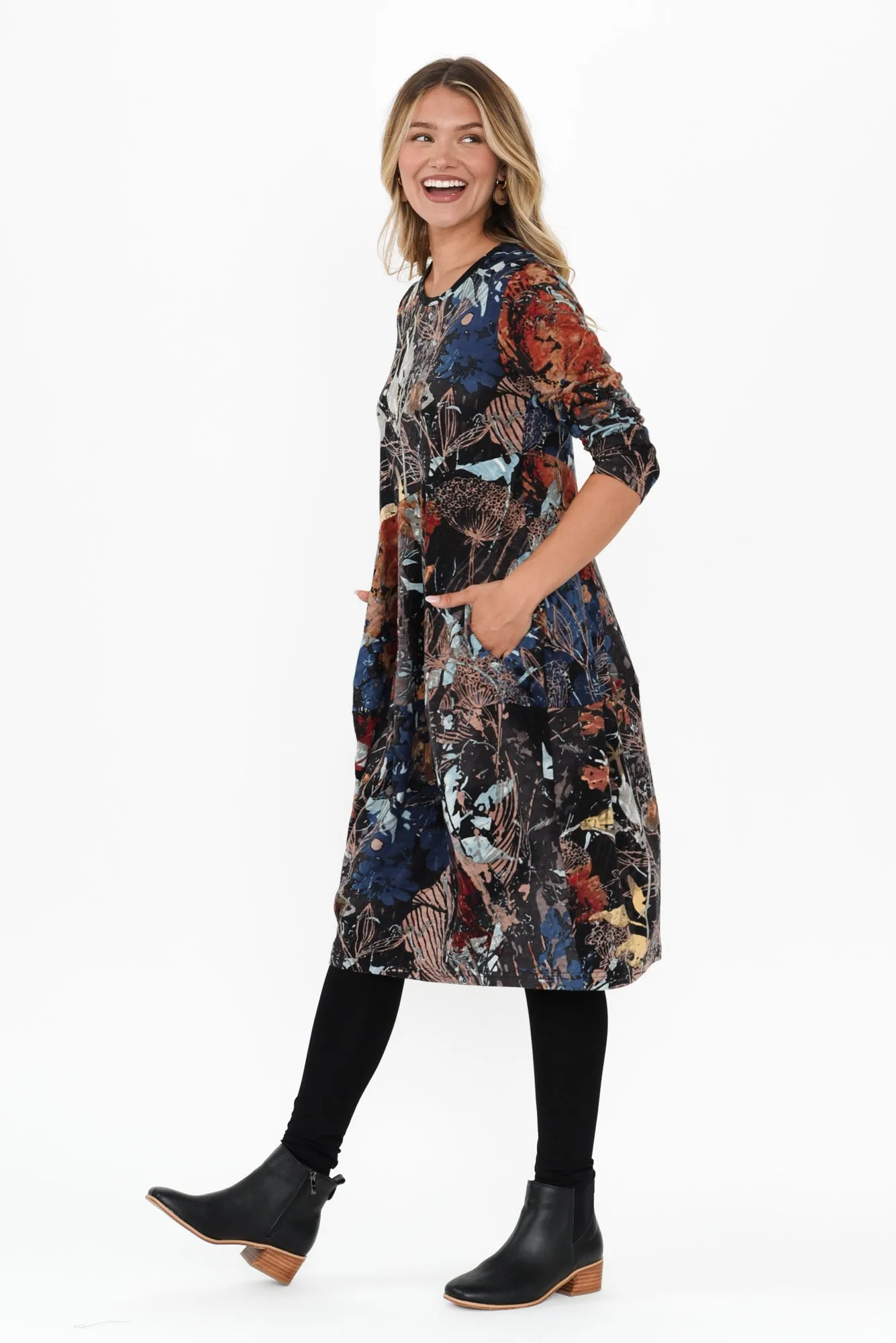 Mira Black Abstract Organic Cotton Dress sold by Blue Bungalow product image thumbnail 3