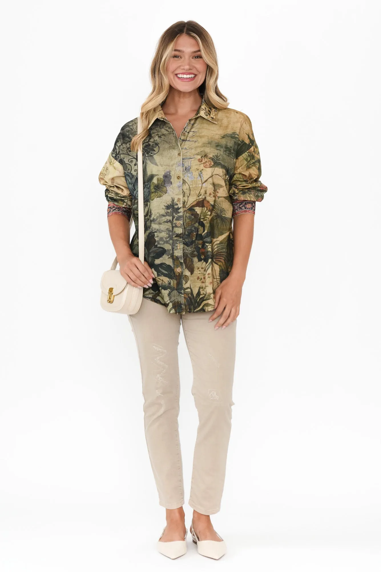 Lela Green Garden Cotton Shirt sold by Blue Bungalow product image thumbnail 2