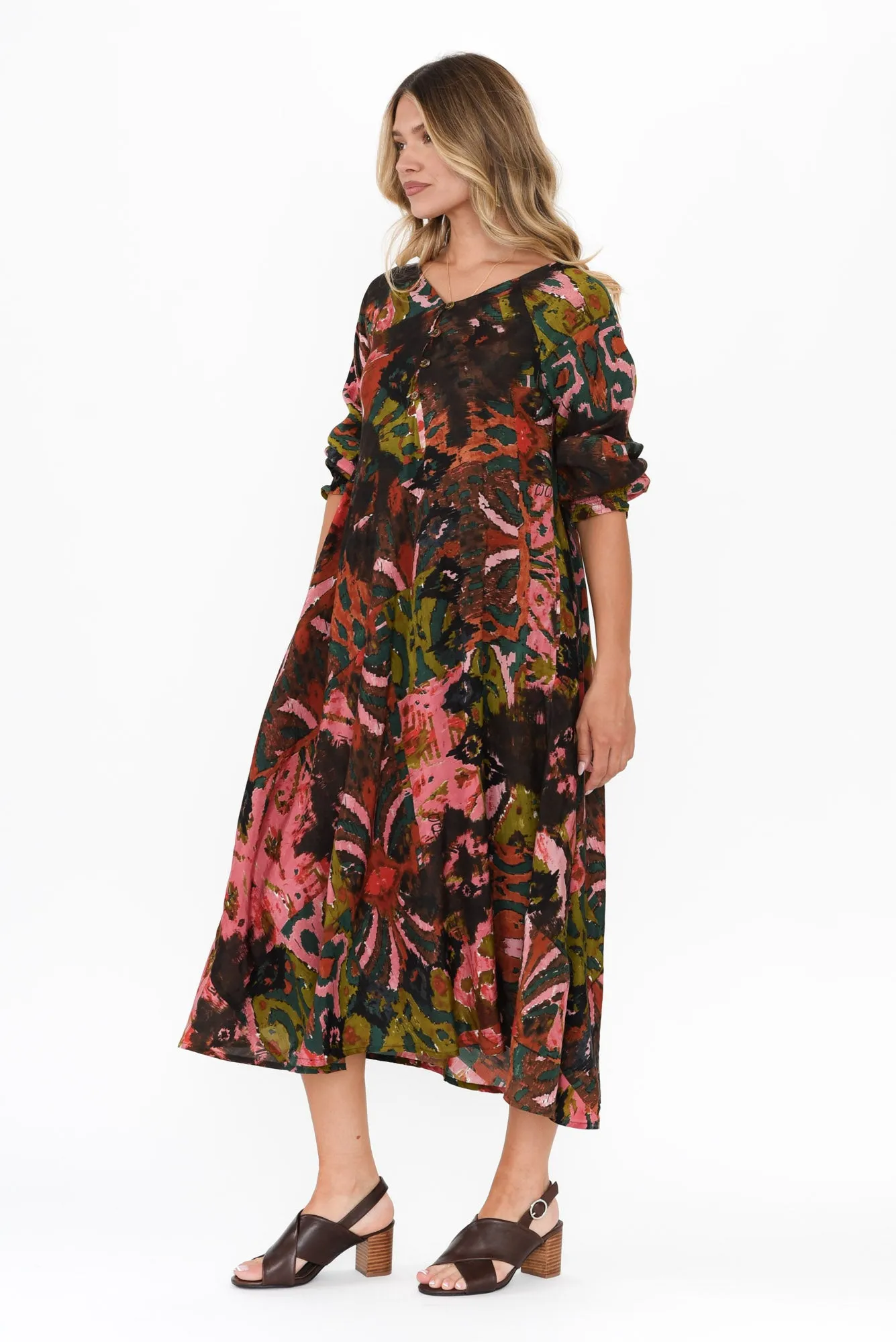 Jillian Pink Abstract Pocket Dress sold by Blue Bungalow product image thumbnail 3