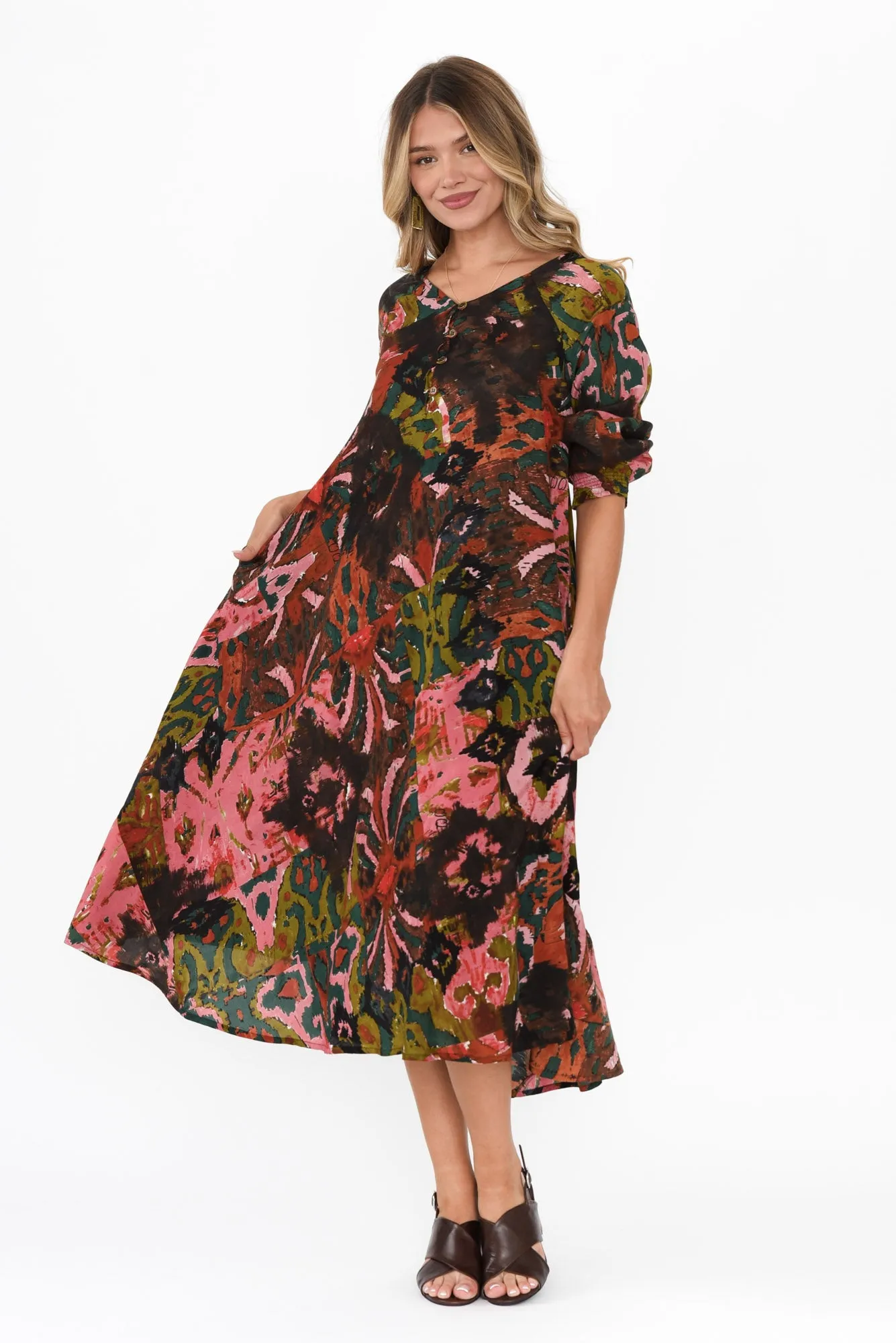 Jillian Pink Abstract Pocket Dress sold by Blue Bungalow product image thumbnail 2