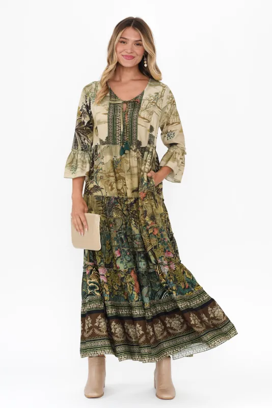 Rafaella Green Garden Tiered Dress sold by Blue Bungalow