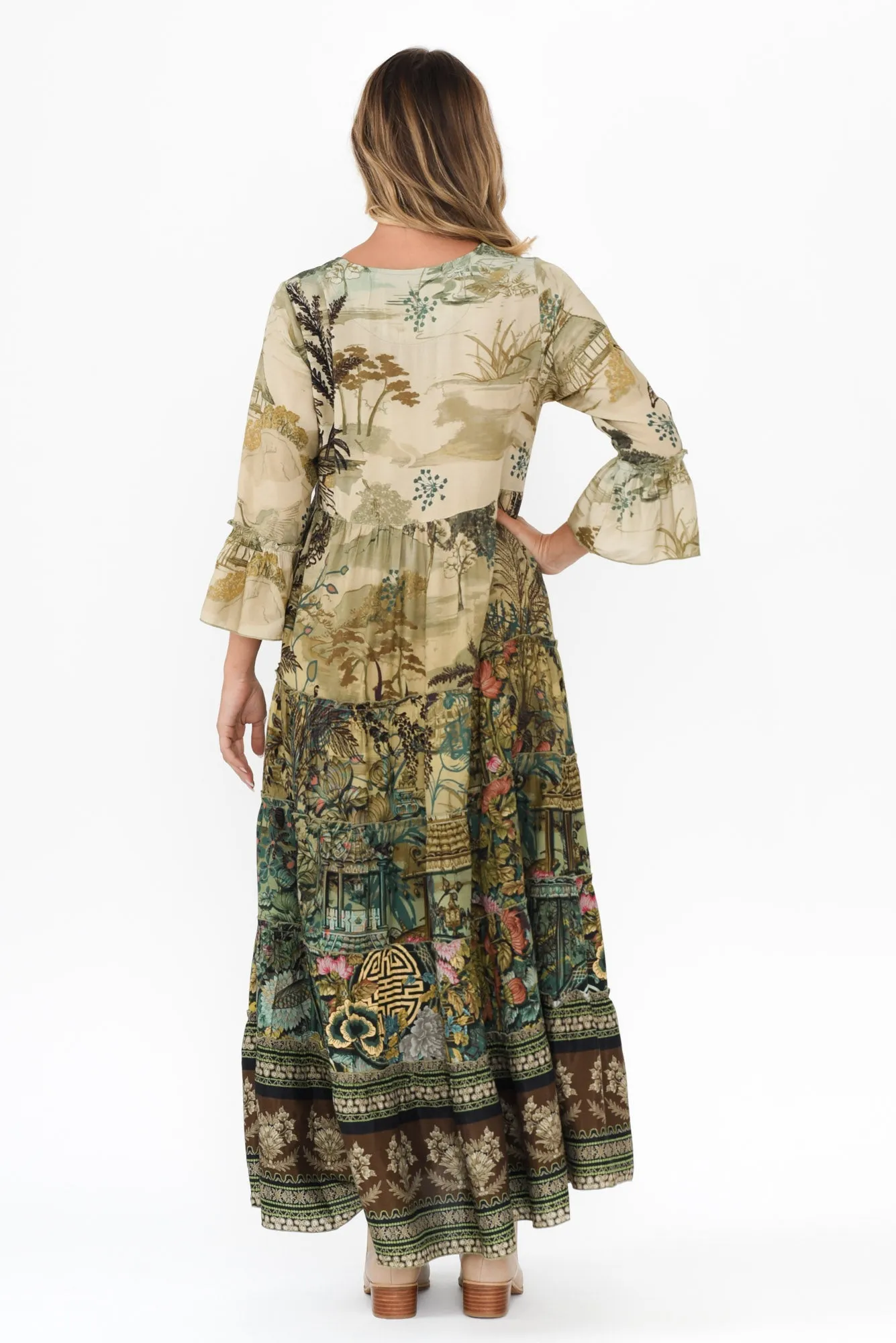 Rafaella Green Garden Tiered Dress sold by Blue Bungalow product image thumbnail 4