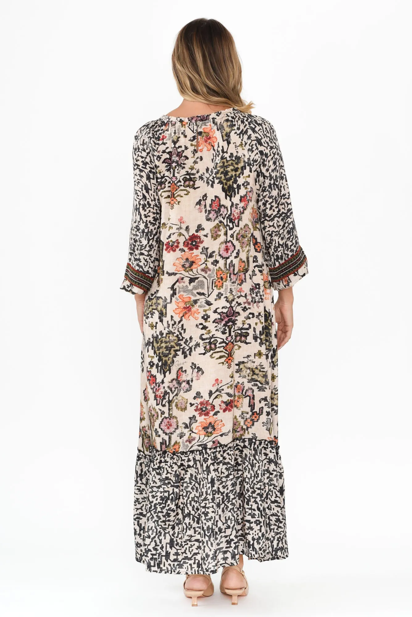 Jesse Cream Floral Tie Dress sold by Blue Bungalow product image thumbnail 4