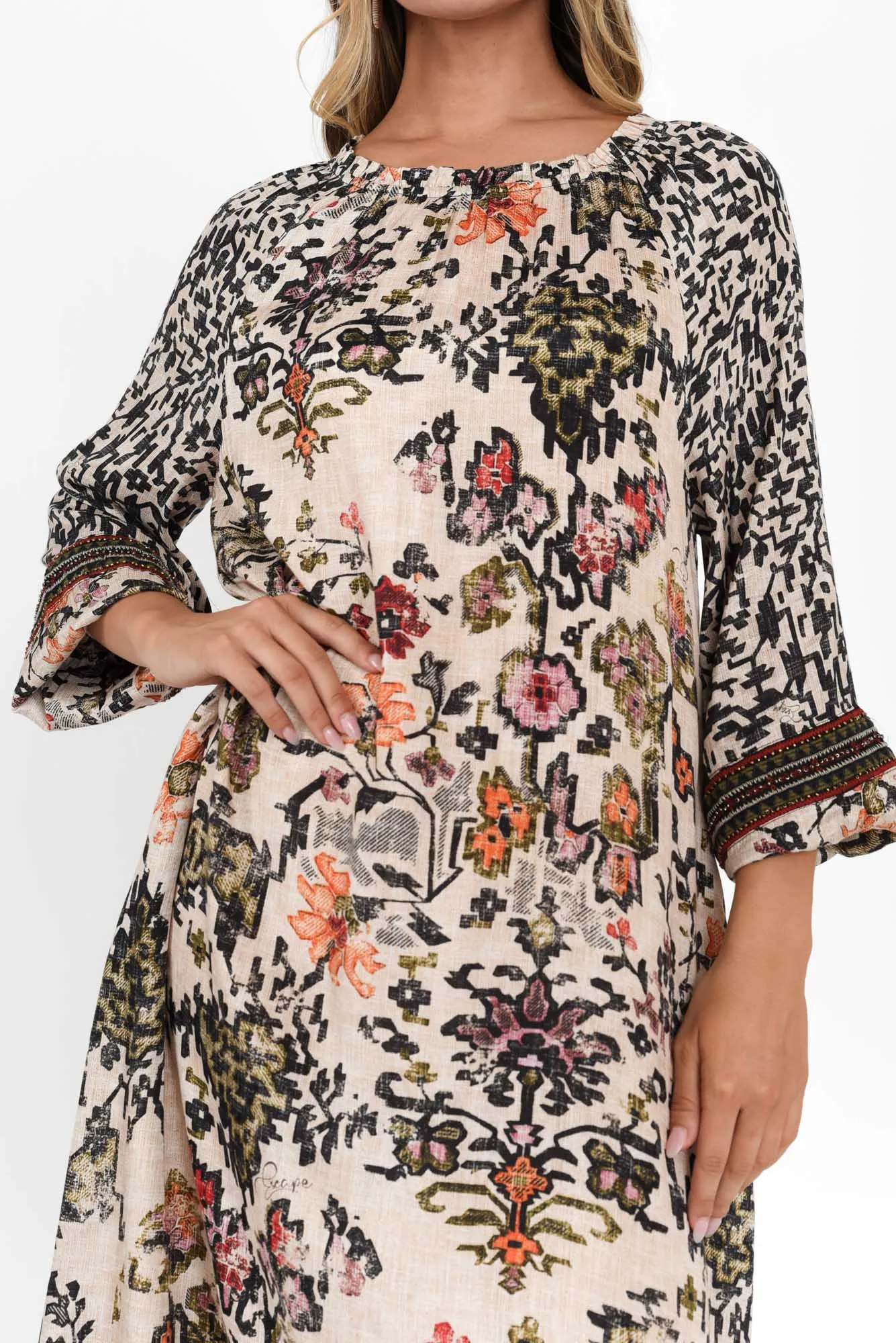 Jesse Cream Floral Tie Dress sold by Blue Bungalow product image thumbnail 5