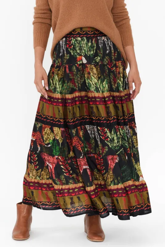 Alida Navy Safari Tiered Skirt sold by Blue Bungalow