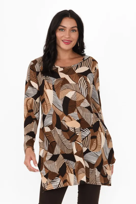 Dylan Brown Leaf Knit Tunic sold by Blue Bungalow