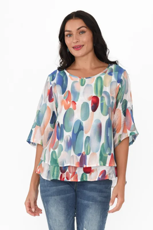 Liora Blue Abstract Layered Top sold by Blue Bungalow