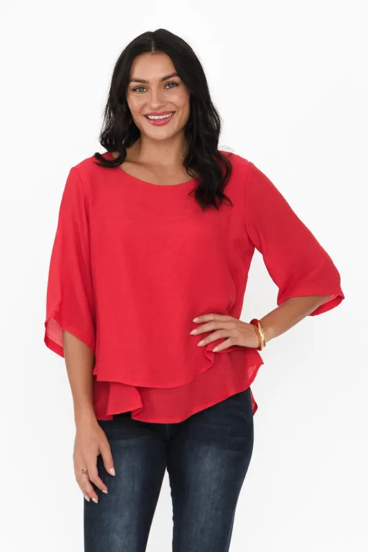 Liora Red Layered Top sold by Blue Bungalow