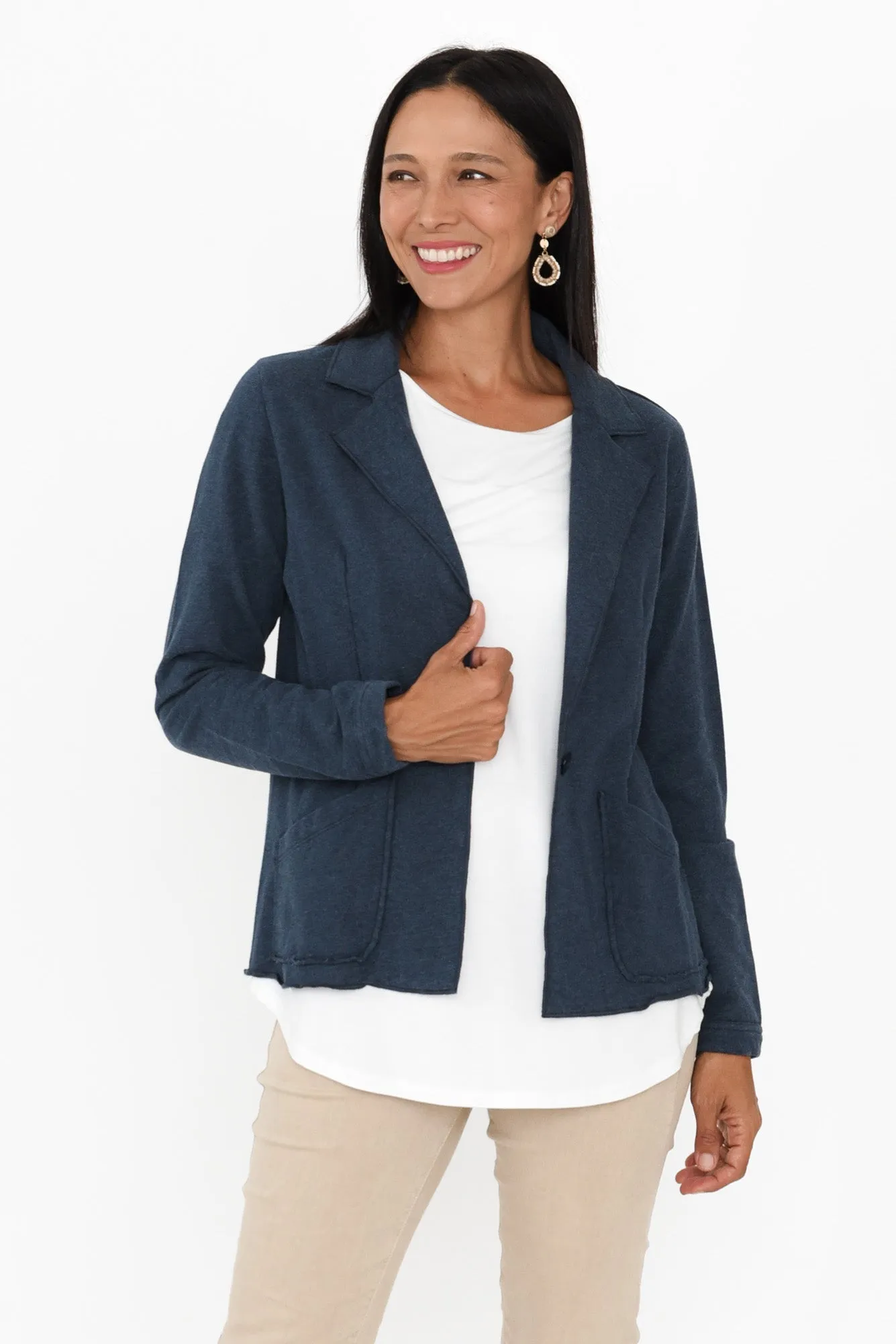 Elissa Navy Cotton Blazer sold by Blue Bungalow product image thumbnail 2