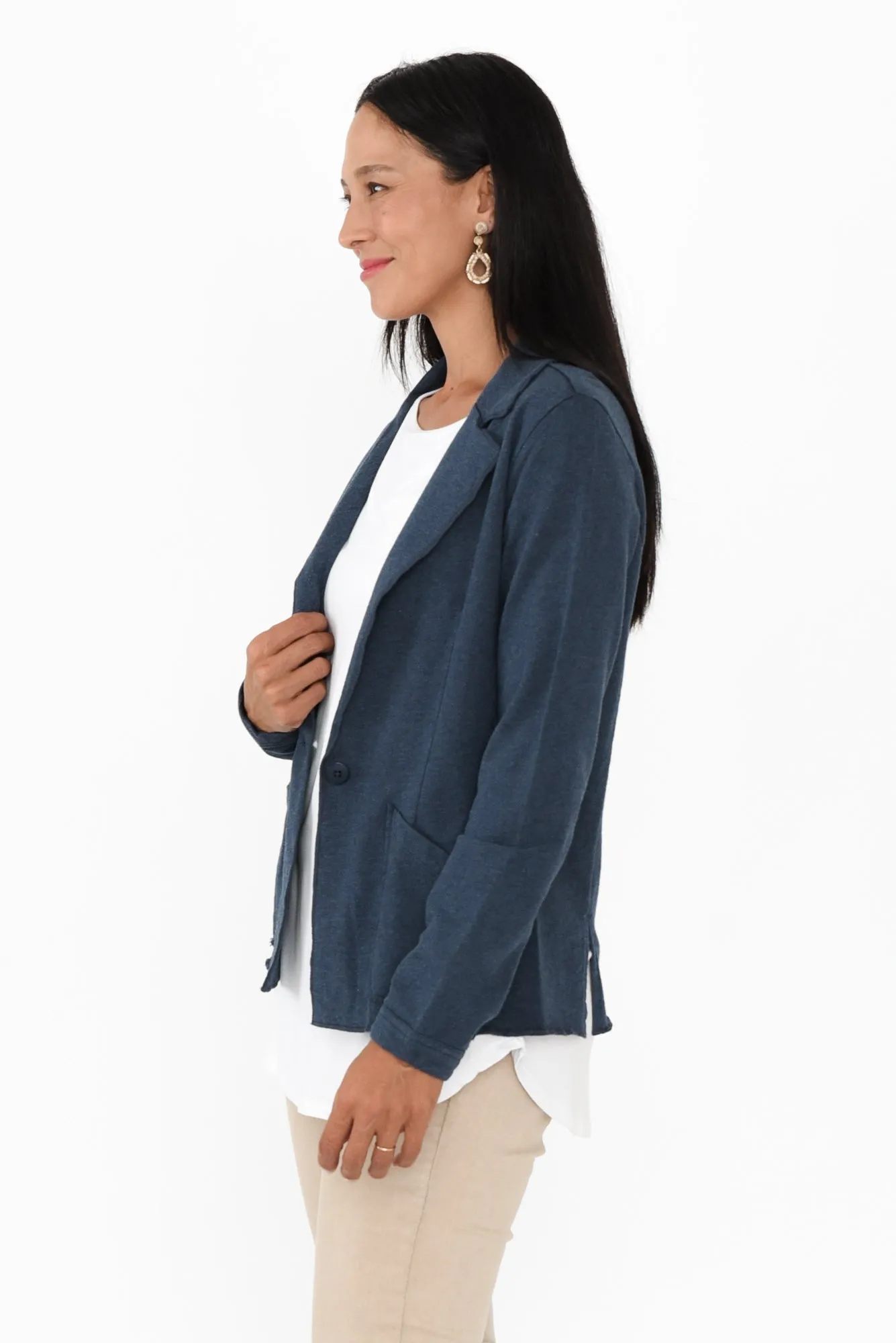 Elissa Navy Cotton Blazer sold by Blue Bungalow product image thumbnail 4