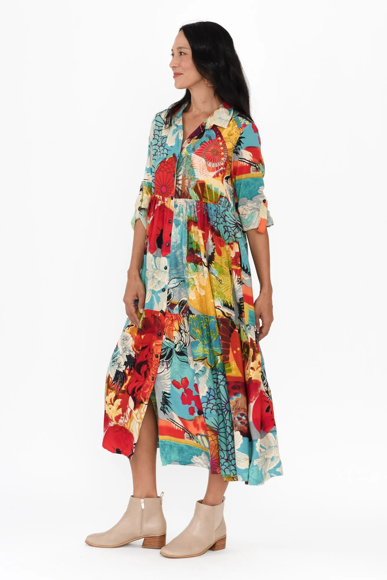 Sayla Blue Abstract Tier Dress sold by Blue Bungalow product image thumbnail 3