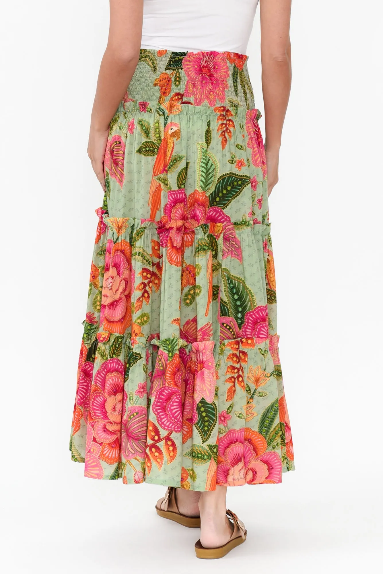 Cruz Green Floral Tiered Skirt sold by Blue Bungalow product image thumbnail 4