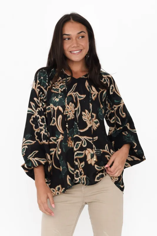 Sanya Navy Floral Tie Top sold by Blue Bungalow