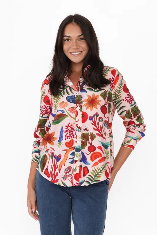 Lunara Red Harvest Collared Shirt sold by Blue Bungalow