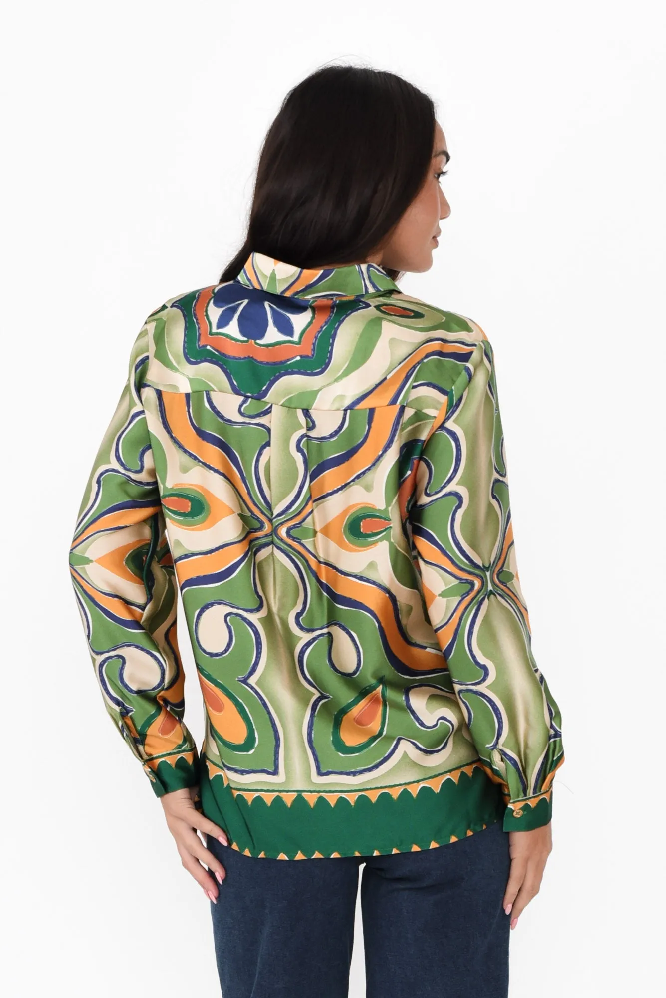 Studio Khaki Abstract Collared Shirt sold by Blue Bungalow product image thumbnail 4