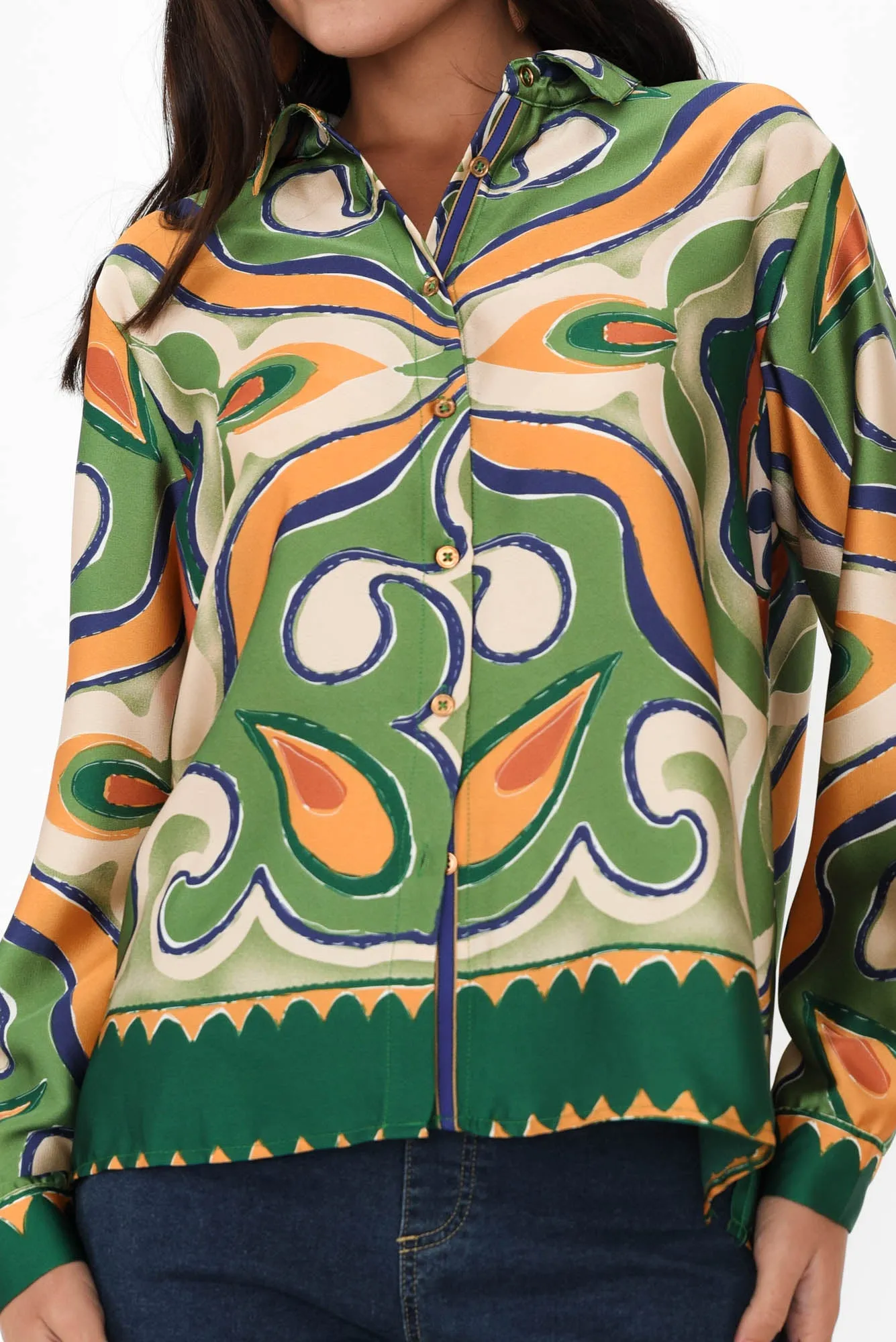 Studio Khaki Abstract Collared Shirt sold by Blue Bungalow product image thumbnail 5