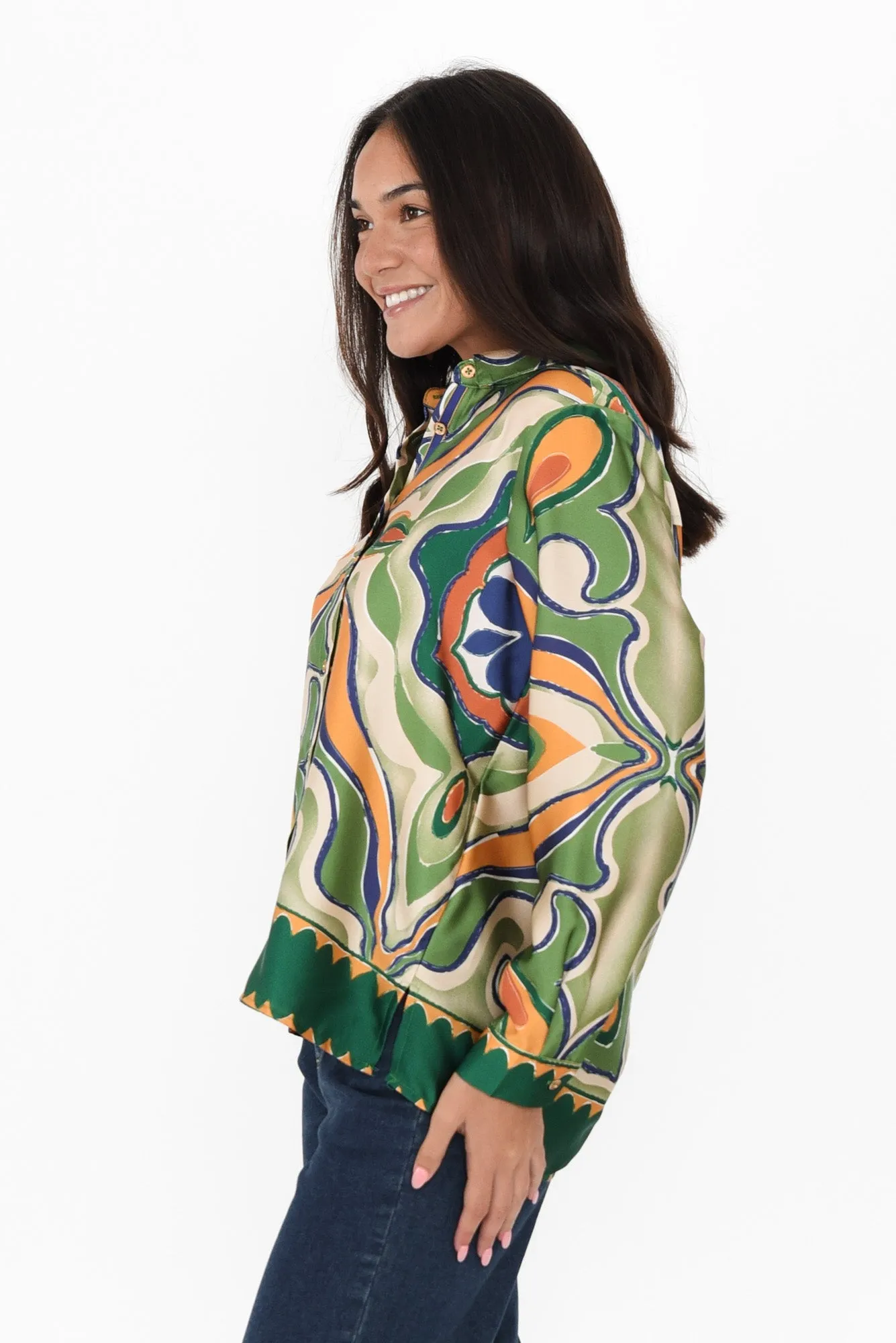 Studio Khaki Abstract Collared Shirt sold by Blue Bungalow product image thumbnail 3