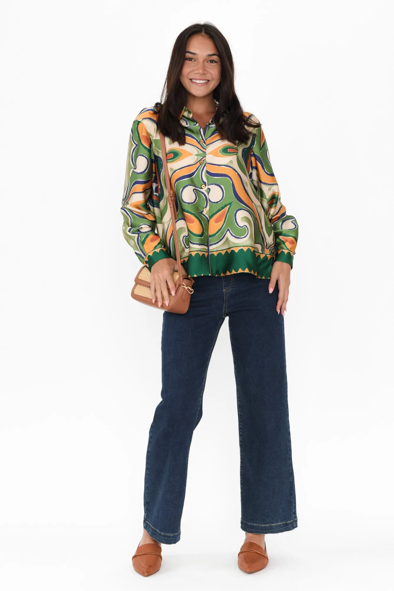 Studio Khaki Abstract Collared Shirt sold by Blue Bungalow product image thumbnail 2