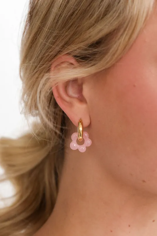 Briley Pink Flower Hoop Earrings sold by Blue Bungalow