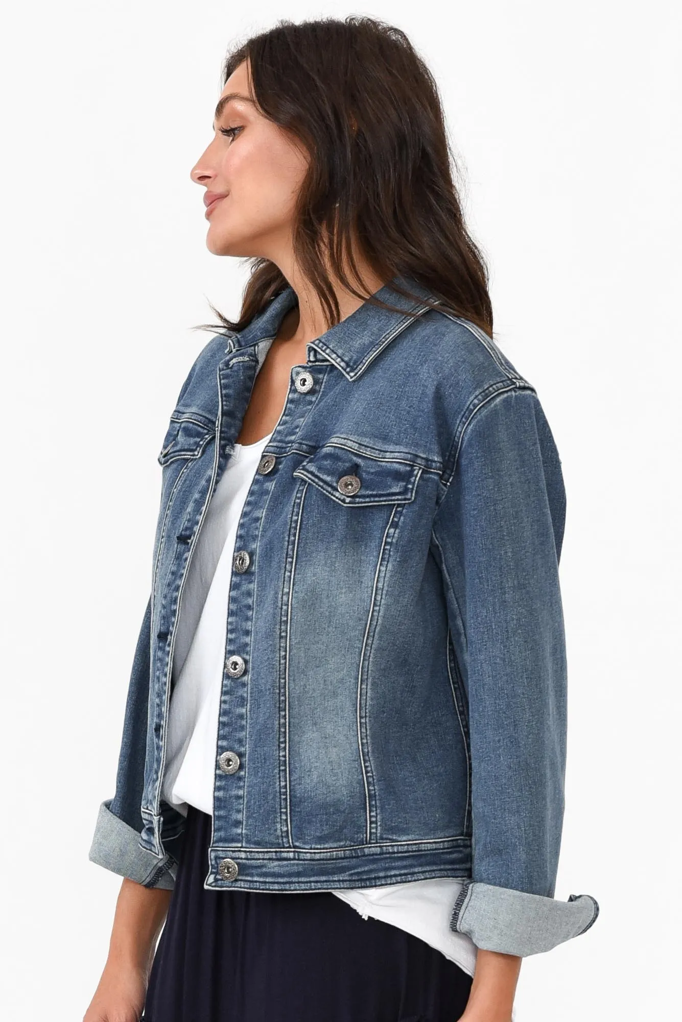 Camille Dark Denim Jacket sold by Blue Bungalow product image thumbnail 4