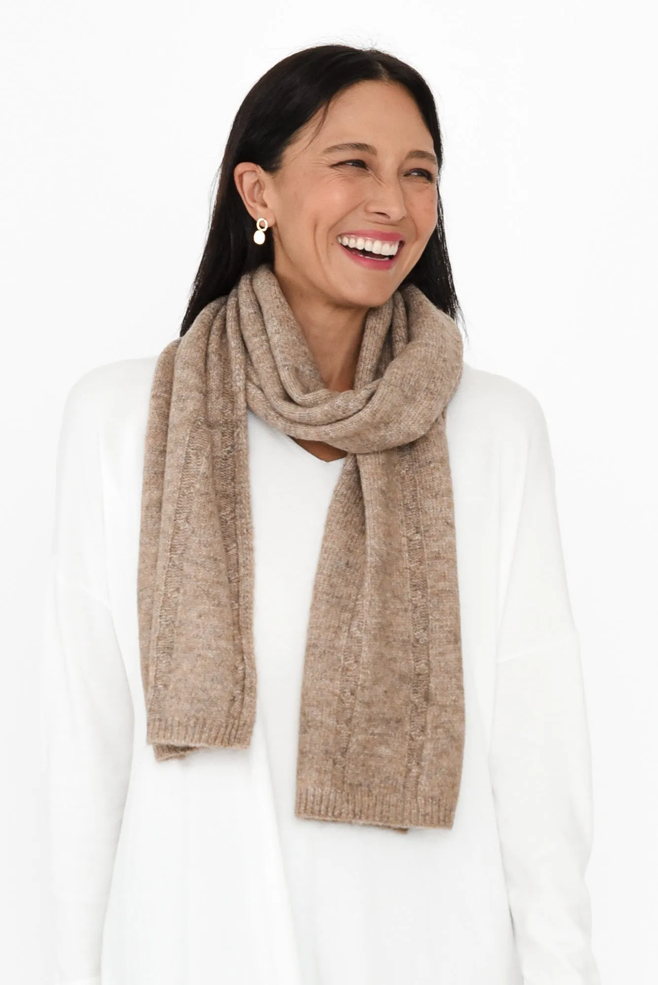 Rachel Taupe Knit Scarf sold by Blue Bungalow