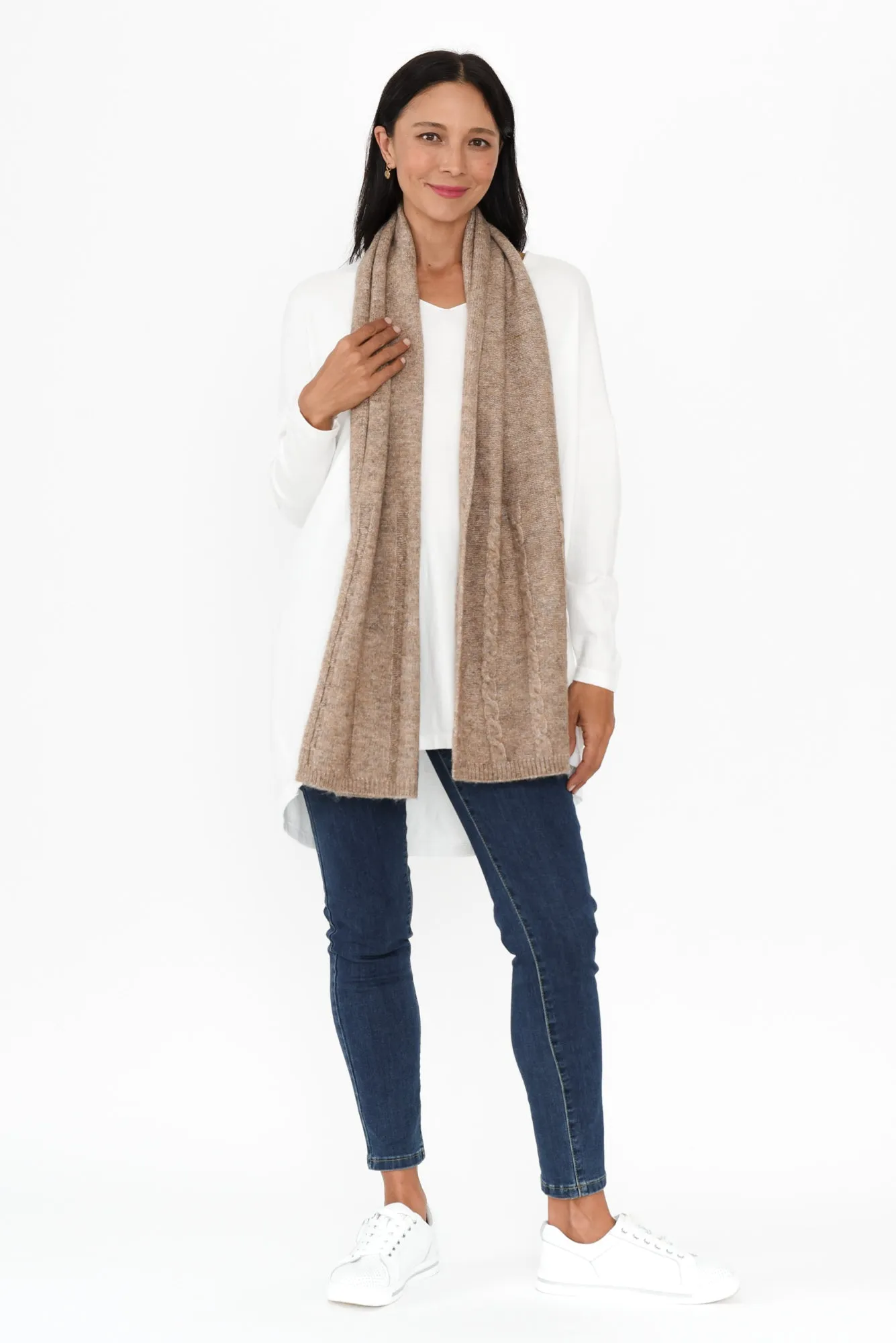 Rachel Taupe Knit Scarf sold by Blue Bungalow product image thumbnail 2