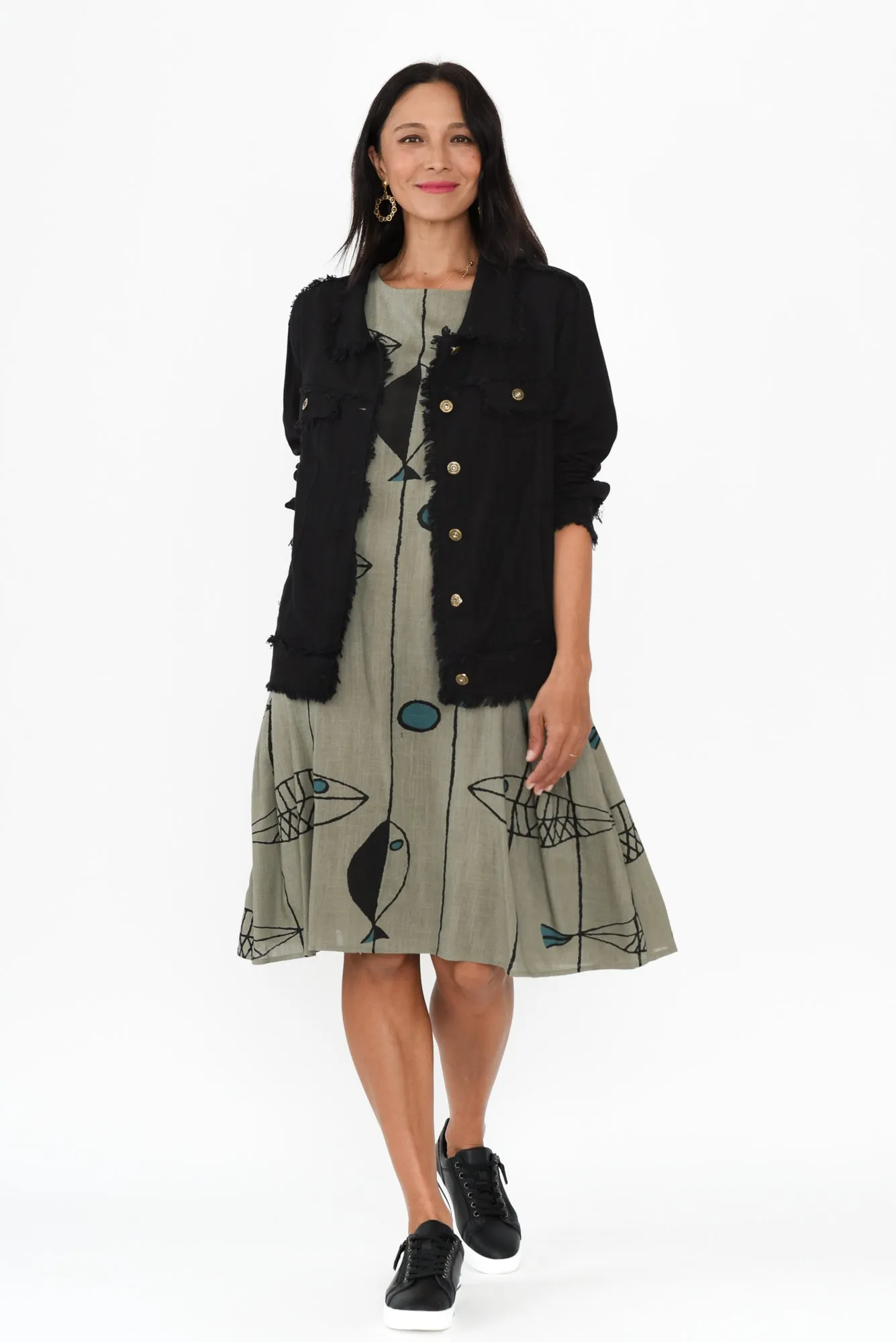 Oakley Black Linen Frayed Jacket sold by Blue Bungalow product image thumbnail 2