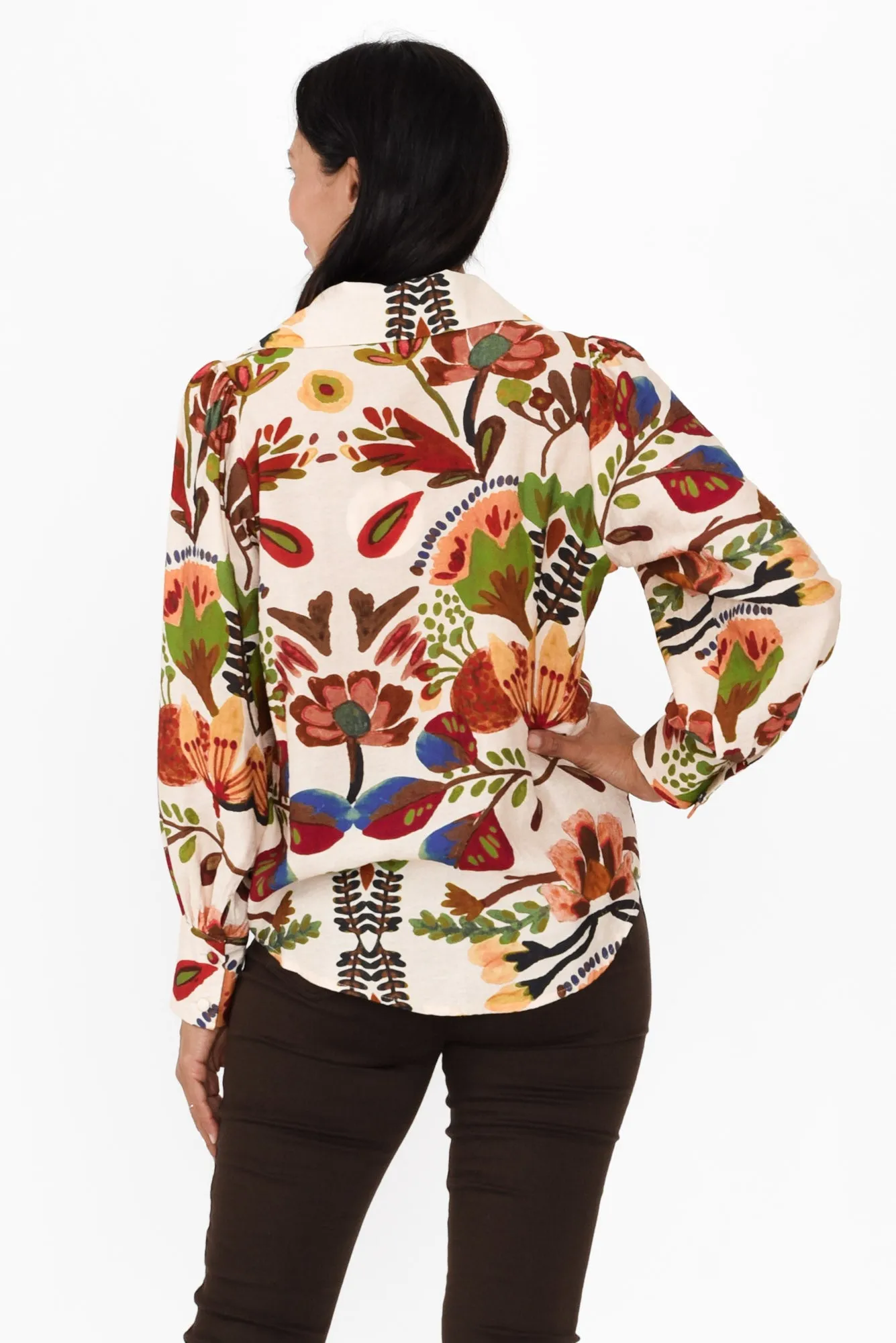 Tanisha Cream Tropical Collared Shirt sold by Blue Bungalow product image thumbnail 4