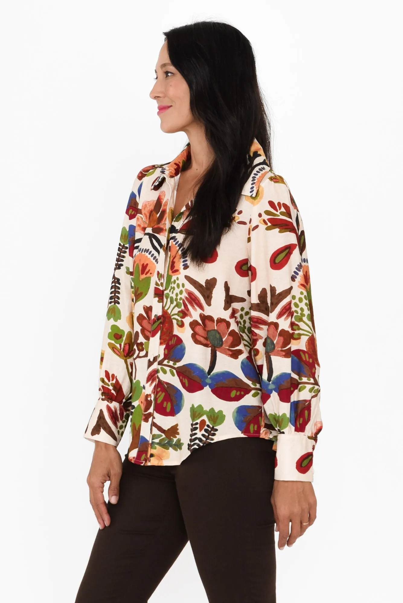 Tanisha Cream Tropical Collared Shirt sold by Blue Bungalow product image thumbnail 3