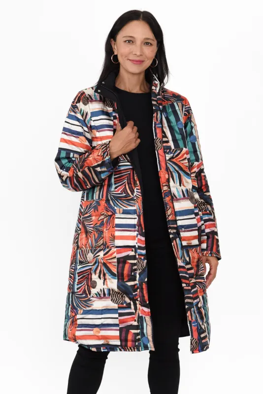 Saskia Black Abstract Puffer Jacket sold by Blue Bungalow