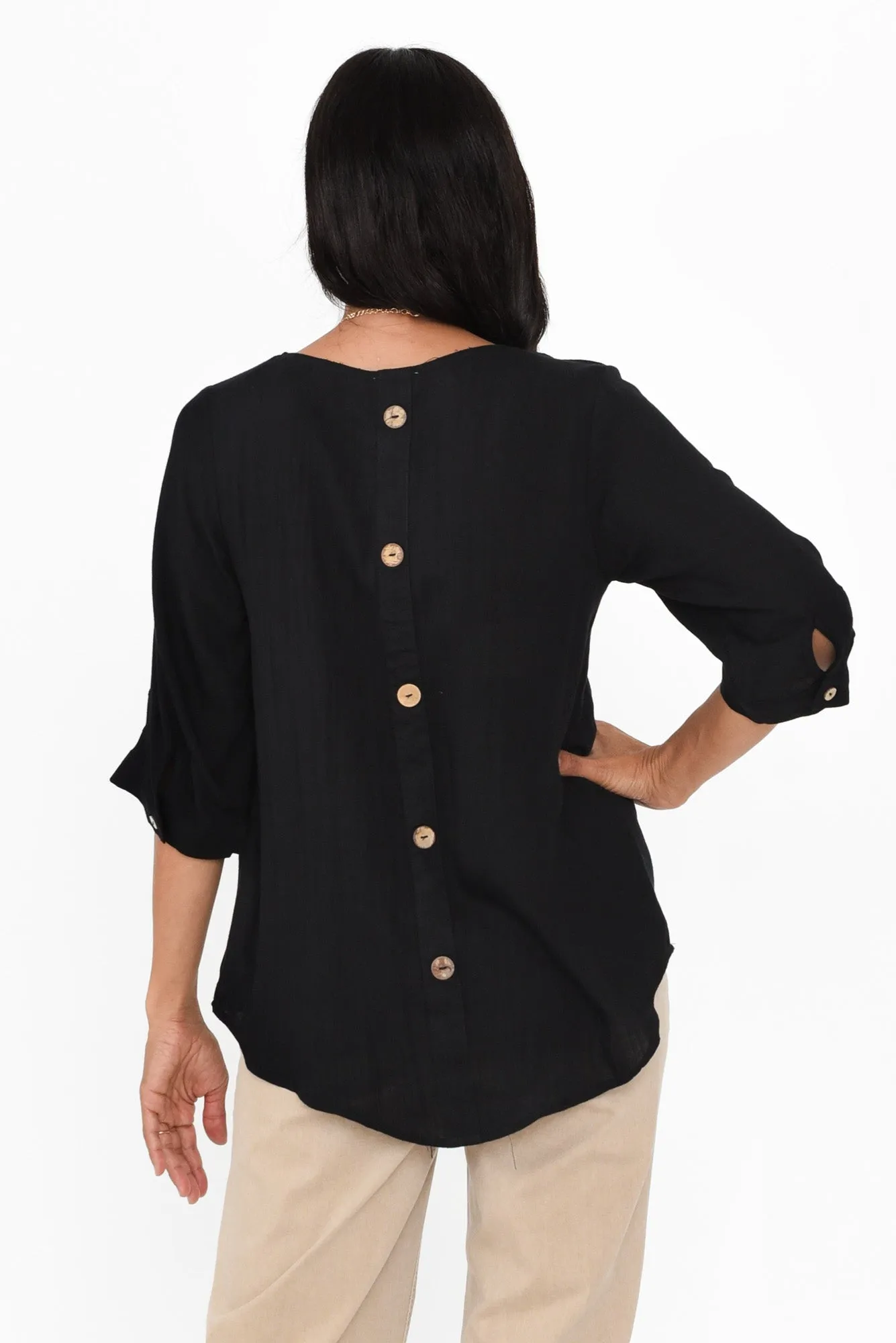 Gomez Black Button Top sold by Blue Bungalow product image thumbnail 4