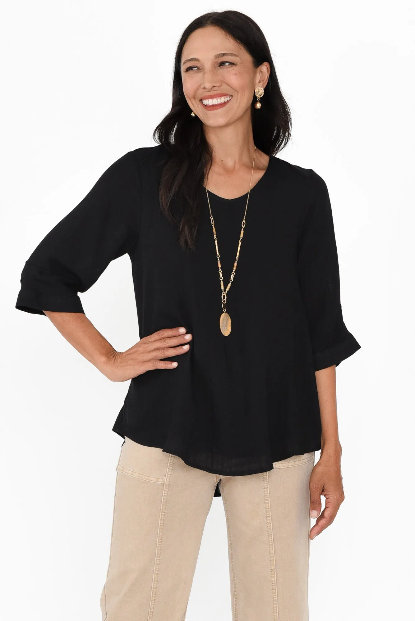 Gomez Black Button Top sold by Blue Bungalow
