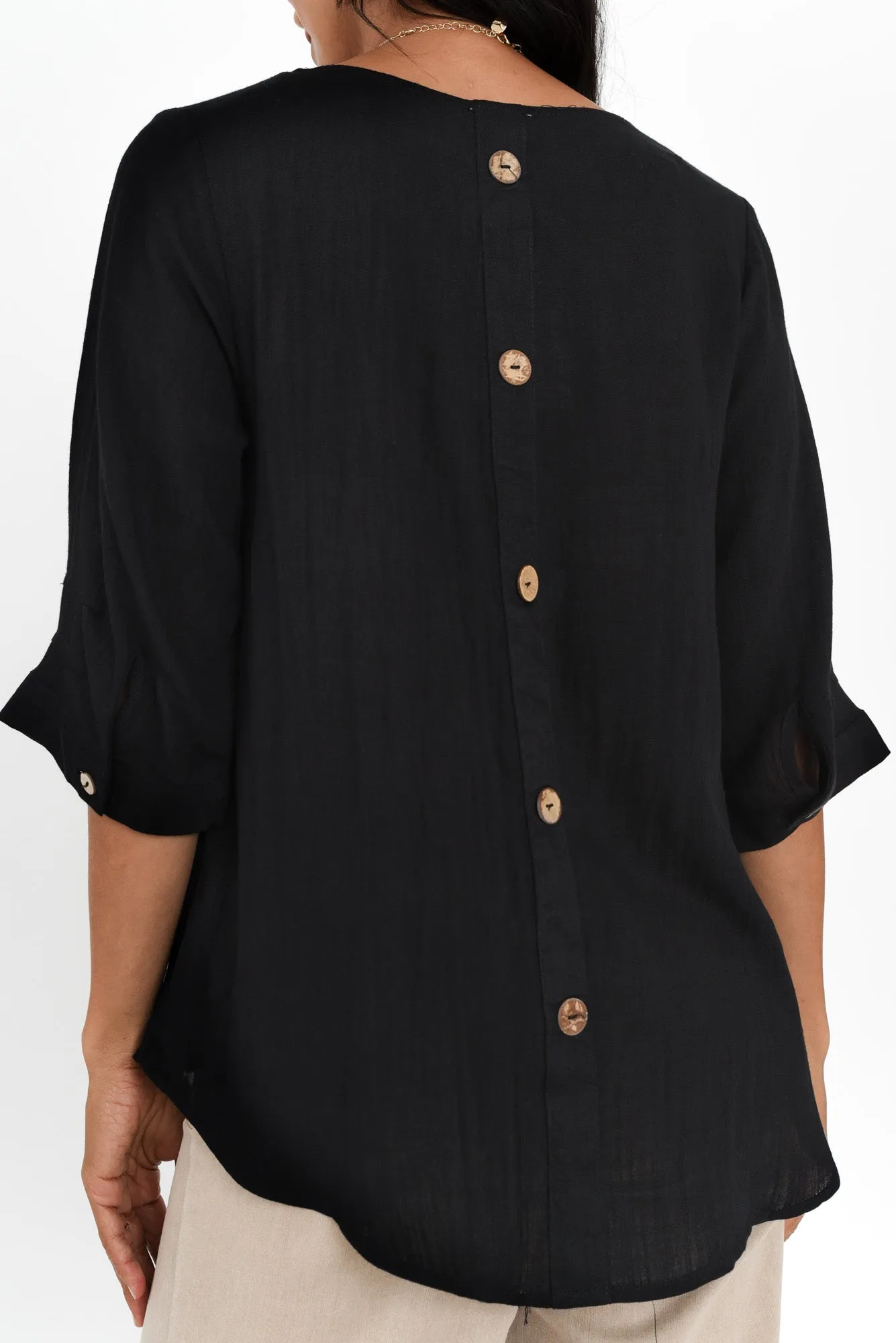 Gomez Black Button Top sold by Blue Bungalow product image thumbnail 5