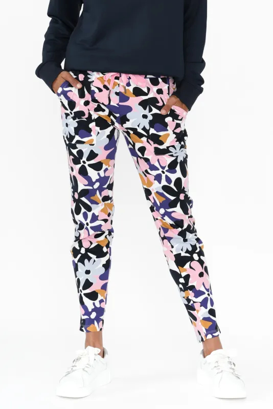 Navy Floral Cotton Lounge Sweatpants sold by Blue Bungalow