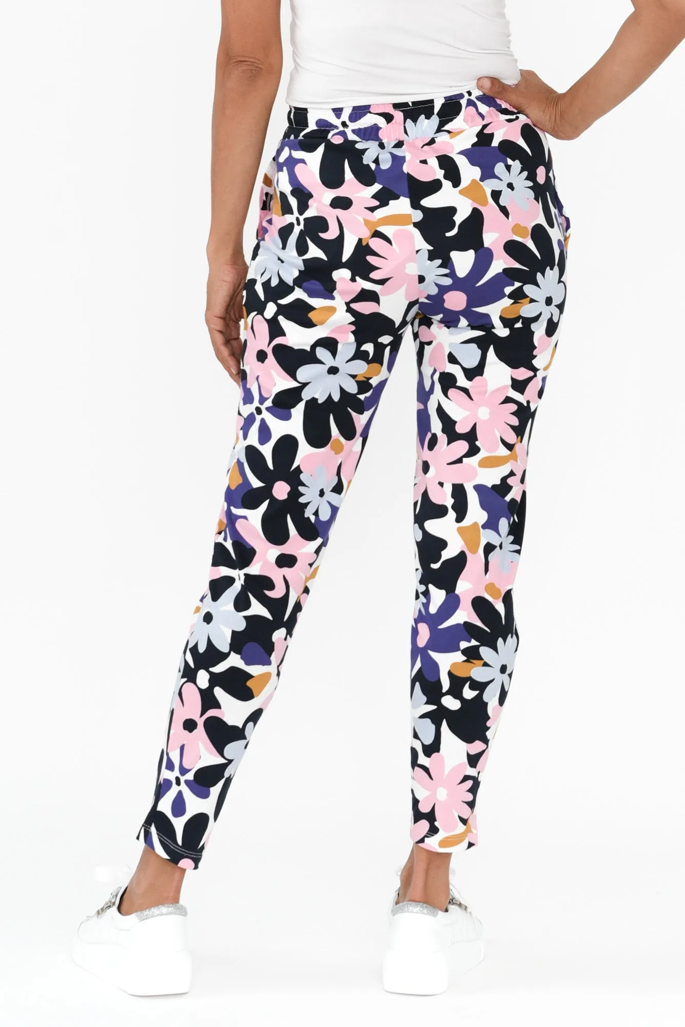 Navy Floral Cotton Lounge Sweatpants sold by Blue Bungalow product image thumbnail 4